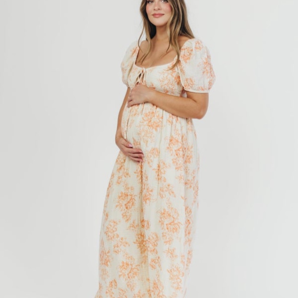 Floral Maternity Maxi Dress 100% cotton
